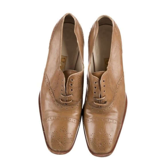 Gucci Authentic Solid Brown Leather Vintage Medium Block Heels Lace Up 5.5 - Picture 3 of 8